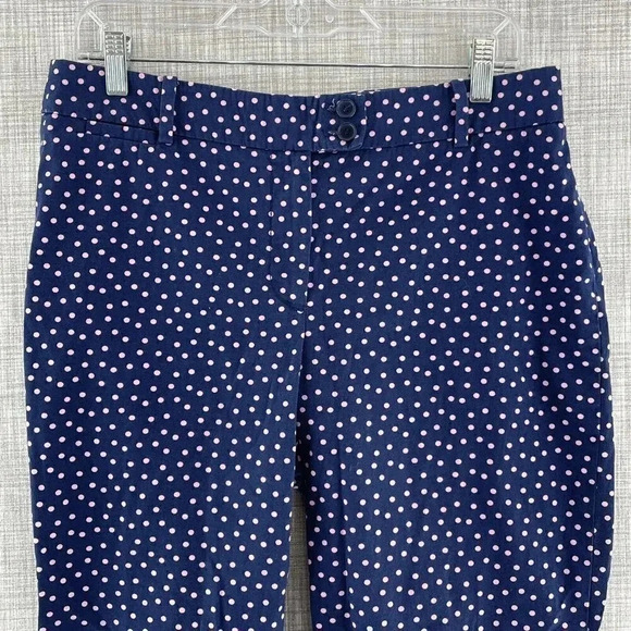 Talbots The Perfect Crop Curvy Blue w/Pink Polka Dot Pants 8 -2233/11 B - Picture 3 of 10